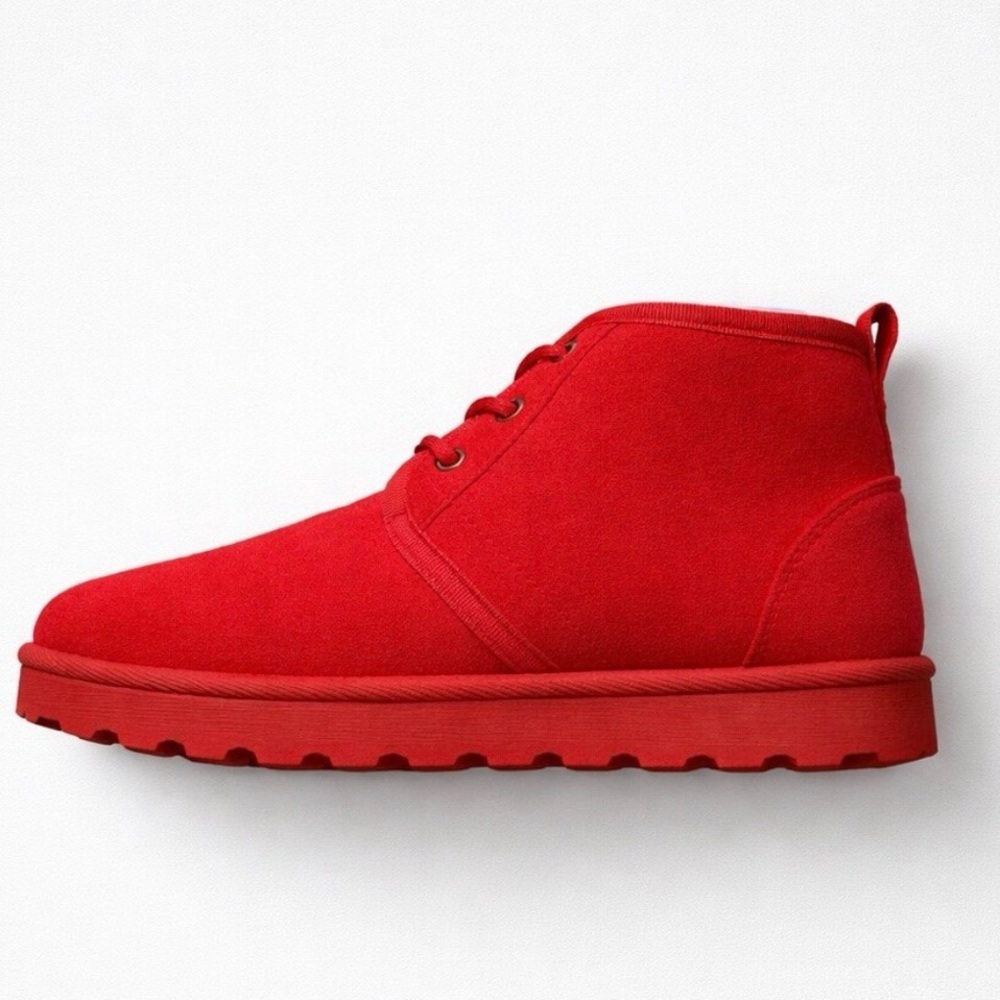 Kayleen By Los Angeles Red Winter Sneaker chukka Bootie Sherpa lined comfy 6.5